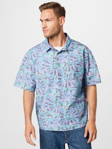 QUIKSILVER Comfort fit Athletic Button Up Shirt 'LENORA' in Blue: front