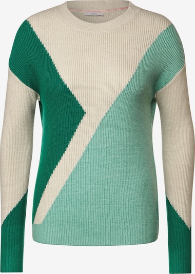 Megztinis iš CECIL, spalva – mėtų spalva / žolės žalia / balta, Prekių apžvalga