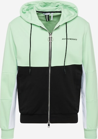 ANTONY MORATO Zip-Up Hoodie in Green: front