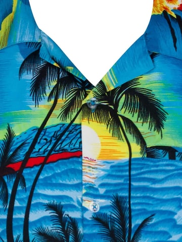 King Kameha Regular fit Button Up Shirt 'Surf' in Blue