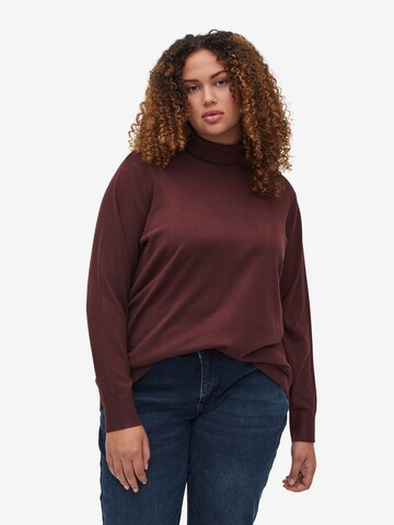 Zizzi Sweater 'MILLE' in Brown: front