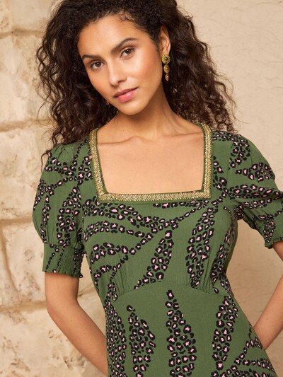 love & roses Kleita, krāsa - Zelts / zaļš / rožkrāsas / melns, Preces skats