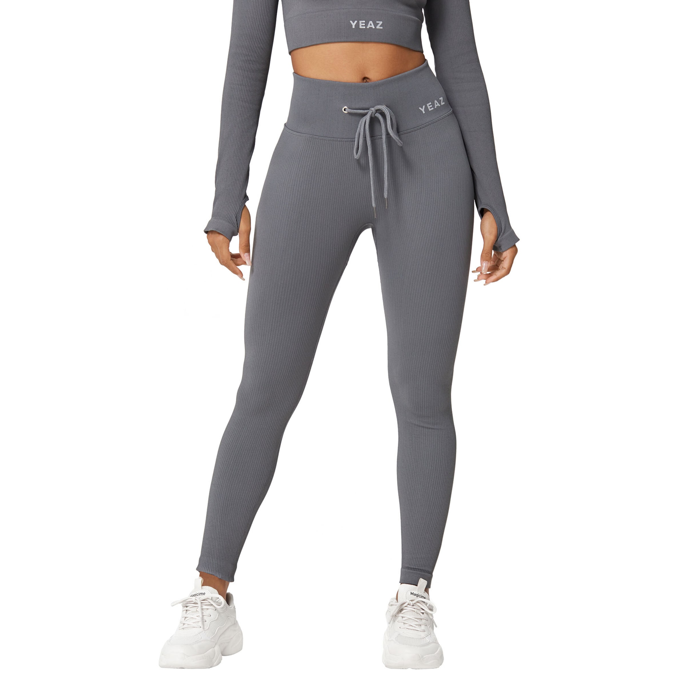 Skinny Pantalon de sport 'Runway' YEAZ en gris : devant
