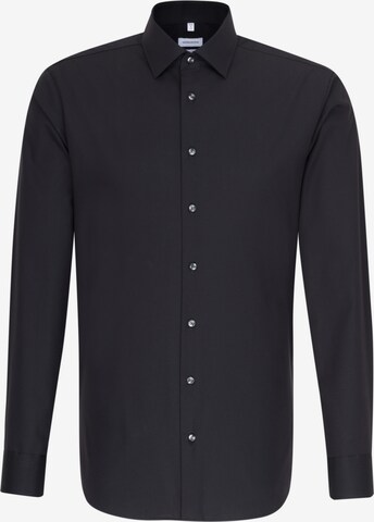 SEIDENSTICKER Slim fit Business Shirt in Black: front