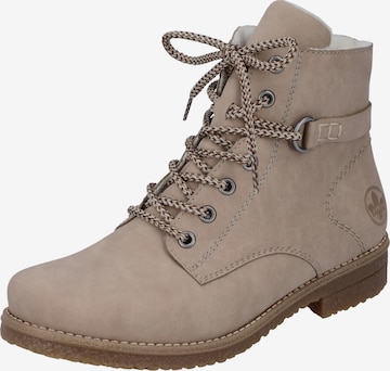 Rieker Lace-Up Ankle Boots in Beige: front