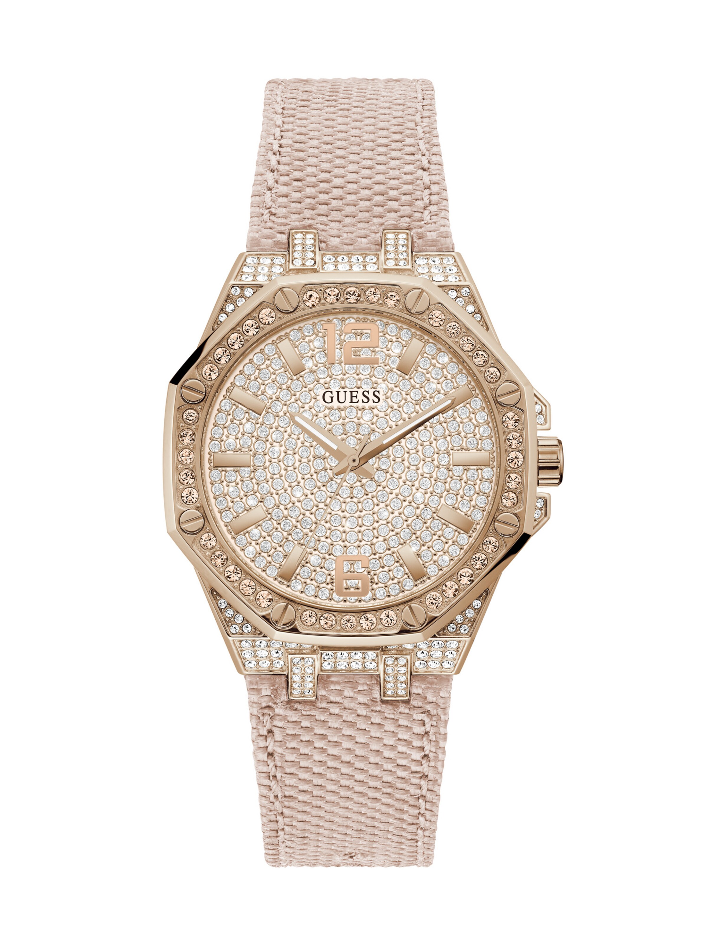 GUESS Analoog horloge 'Shimmer' in Roze: voorkant