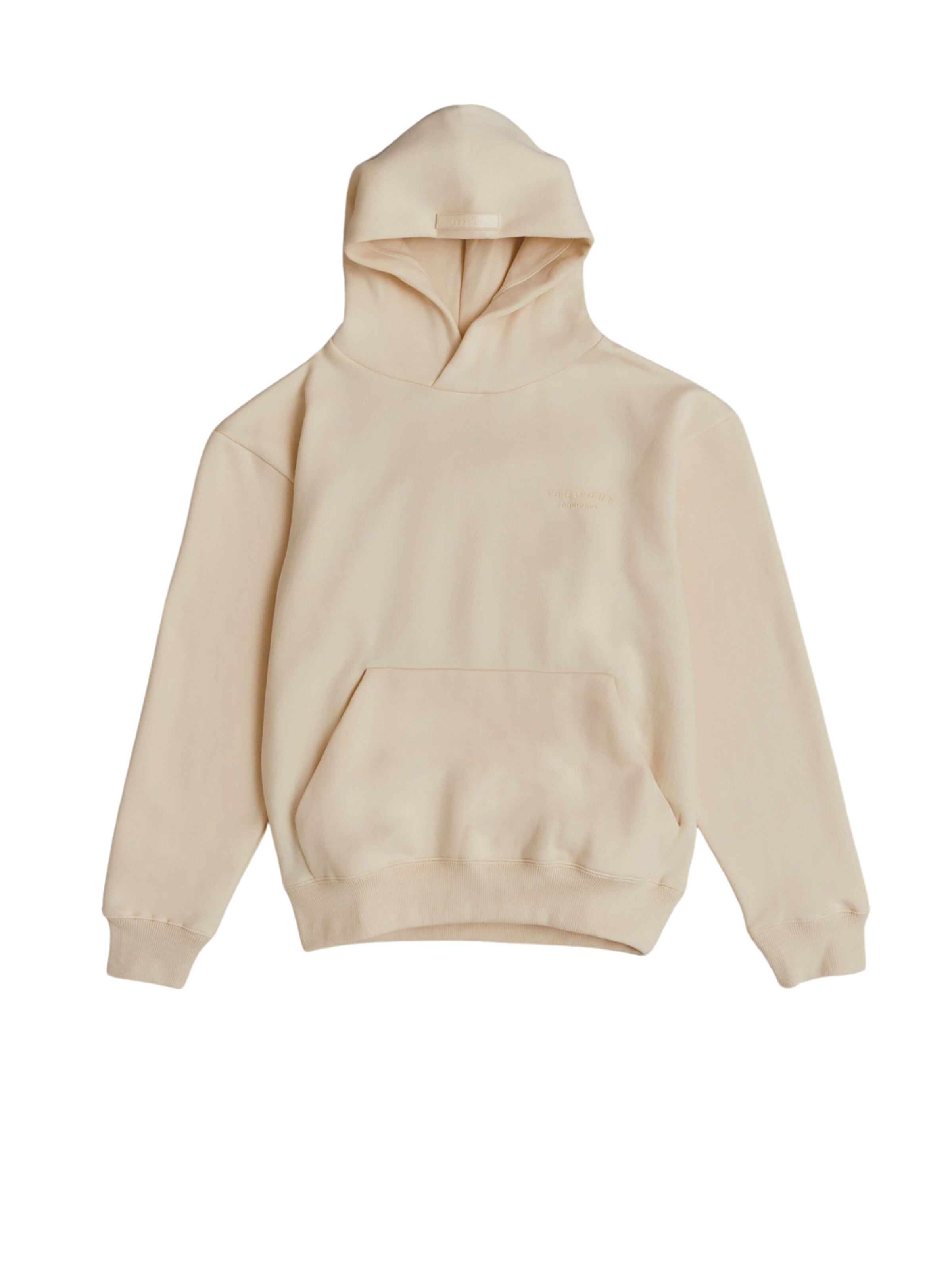 THE ODDS Trui 'Hoodie/ alphabet' in Beige: voorkant