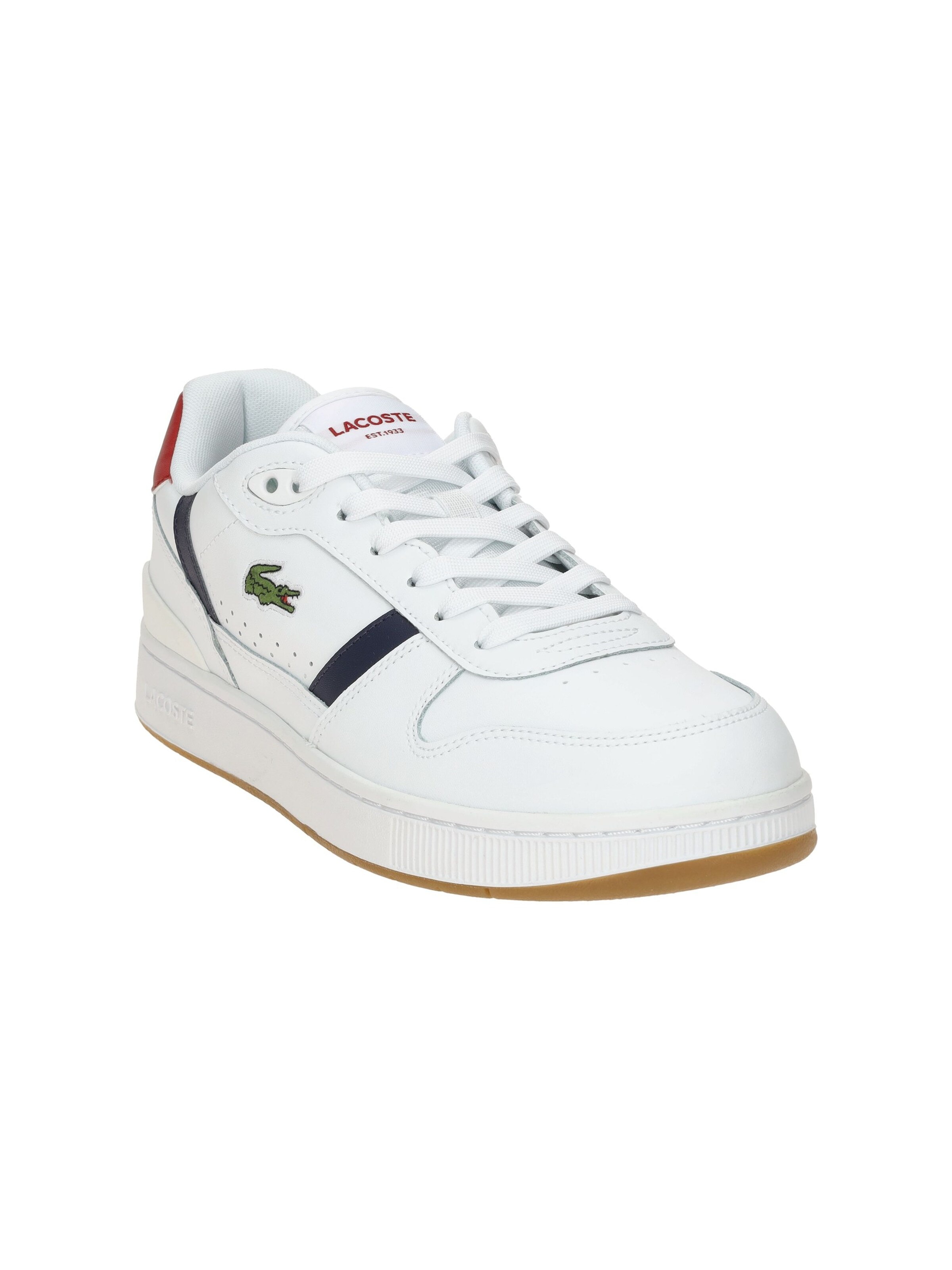 LACOSTE Lace-up shoe 'Lacoste T-Clip Set Schuhe Sneakers weiß rot navy 0094' in White
