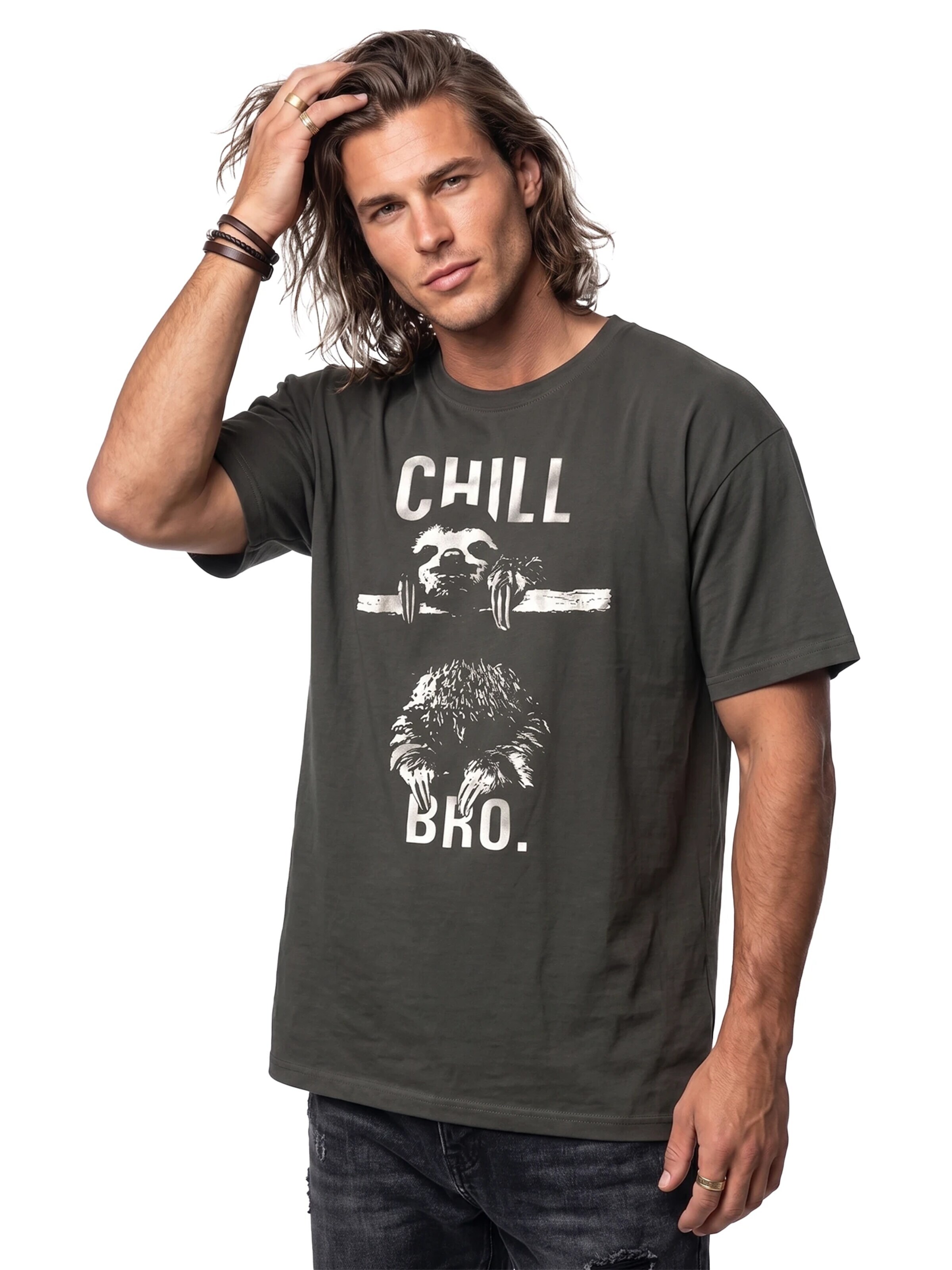 MAKAYA Shirt 'Chill Bro.' in Grey