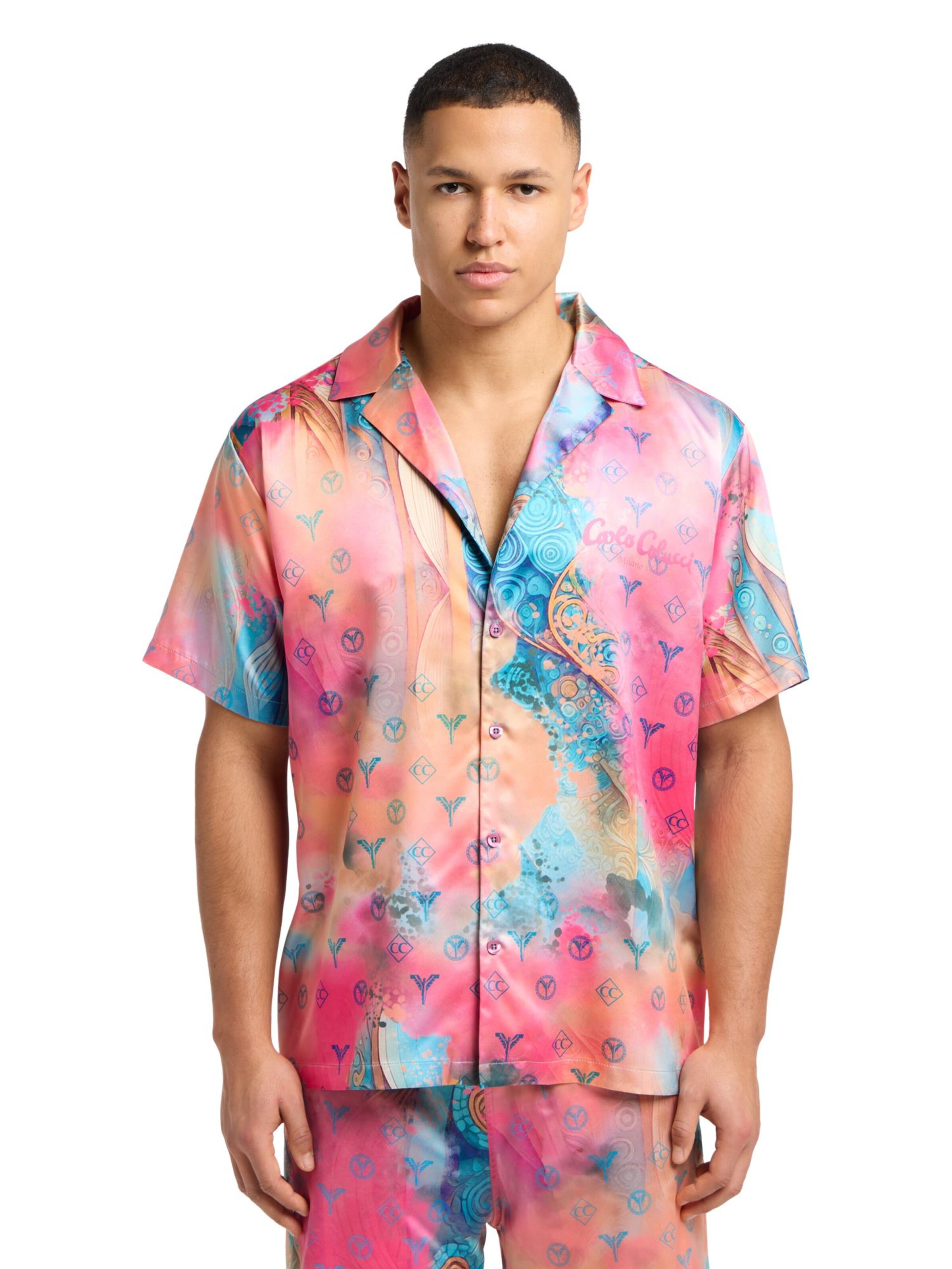 Carlo Colucci Comfort fit Overhemd 'Eikemann' in Roze: voorkant