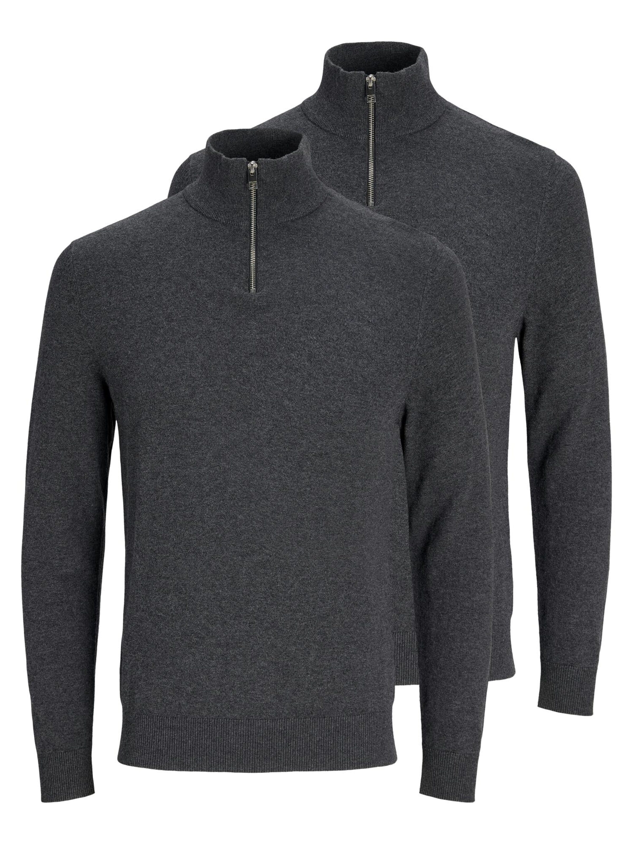 JACK & JONES Pullover 'Emil Knit'‌ in S in dunkelgrau, Produktansicht