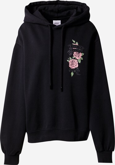 REPLAY Sweatshirt em verde claro / cor-de-rosa / preto / branco, Vista do produto