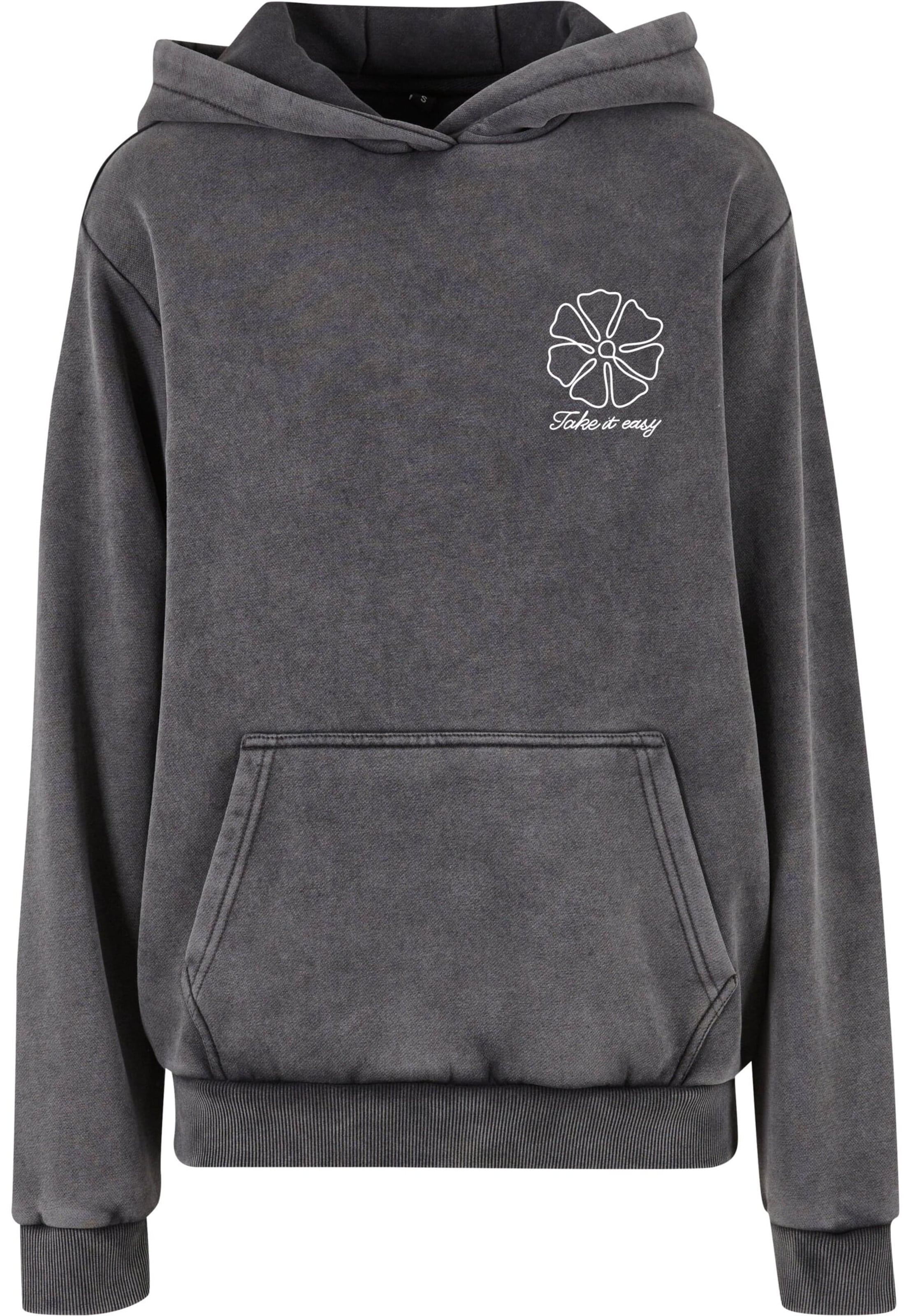 Bluză de molton 'One Line Flowers' Miss Tee pe gri denim / alb, Vizualizare produs