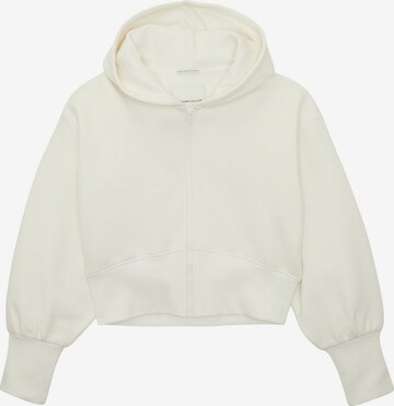 TOM TAILOR Zip-Up Hoodie in White: front