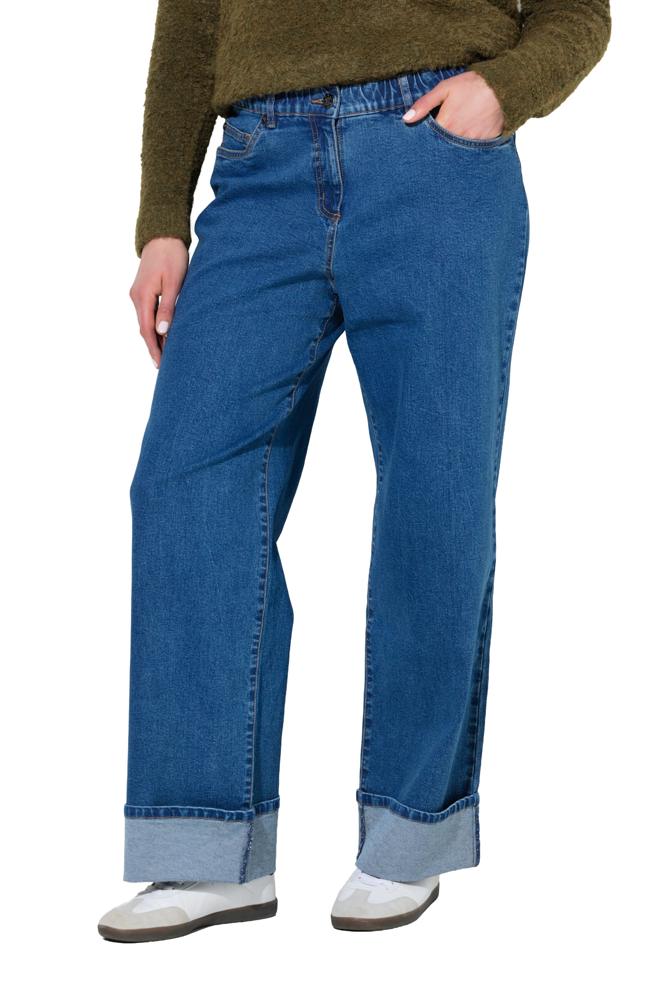 Ulla Popken Wide Leg Jeans in Blau: Vorderseite