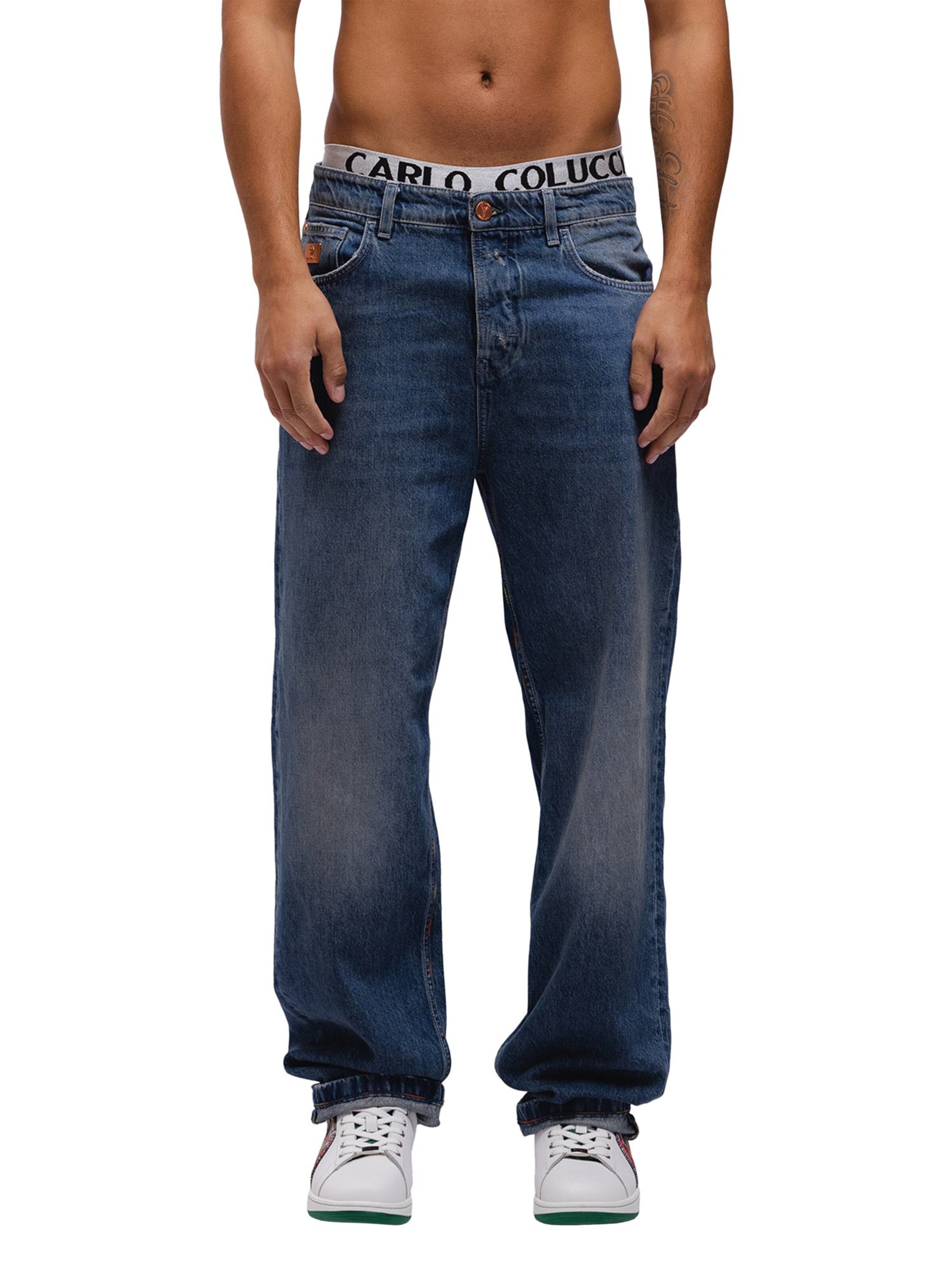 Carlo Colucci Loosefit Jeans 'BRONX' in Blauw: voorkant