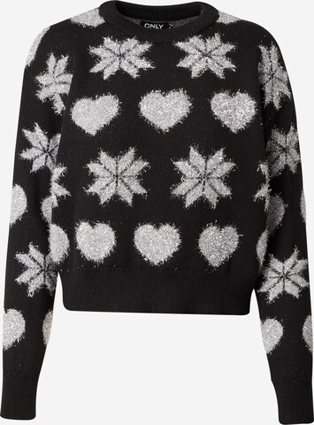 ONLY - Pullover 'XMAS LOVE' em preto: frente