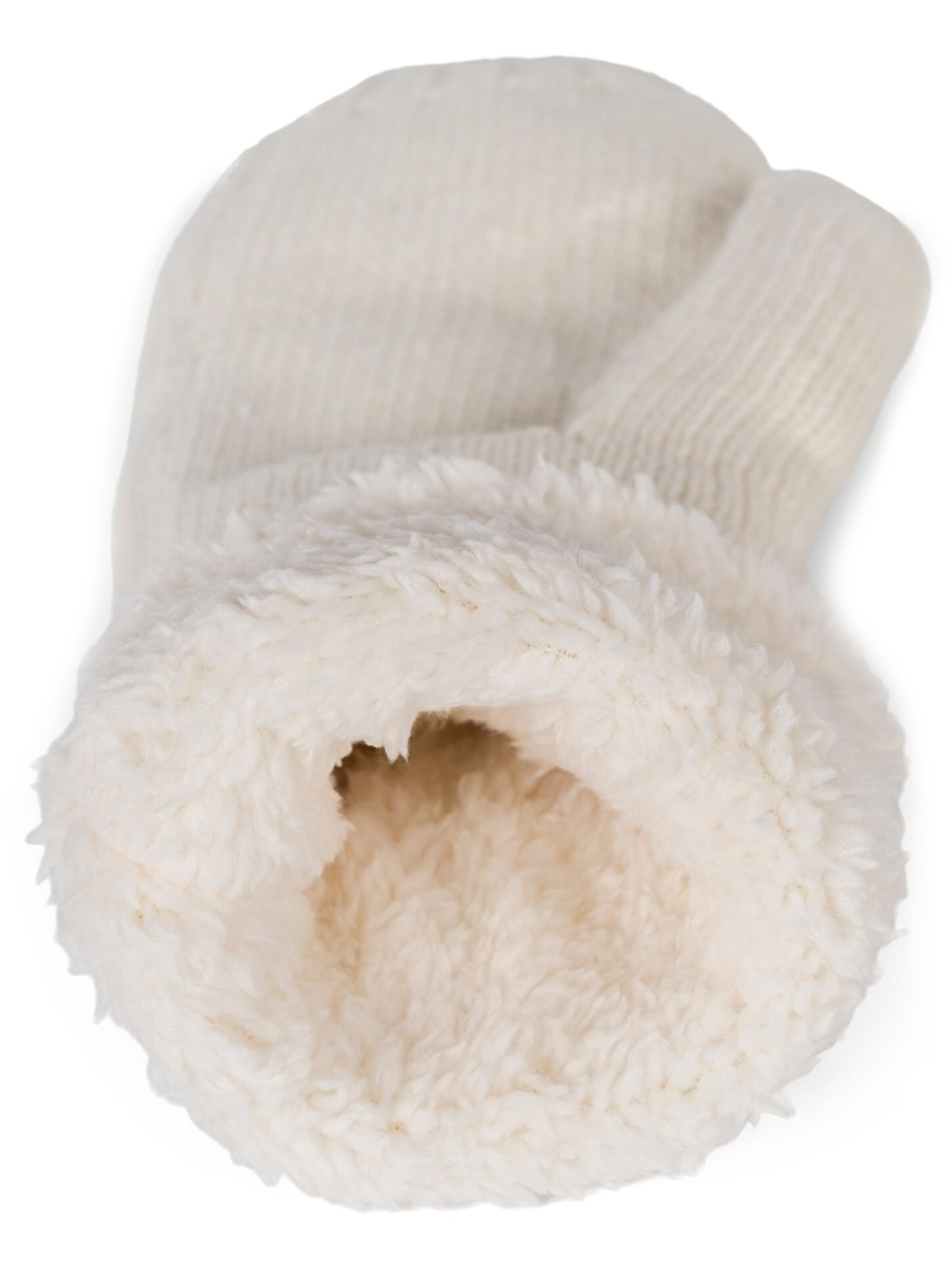 styleBREAKER Mittens 'Strickhandschuhe Fäustlinge mit Strass und Perlen' in Beige