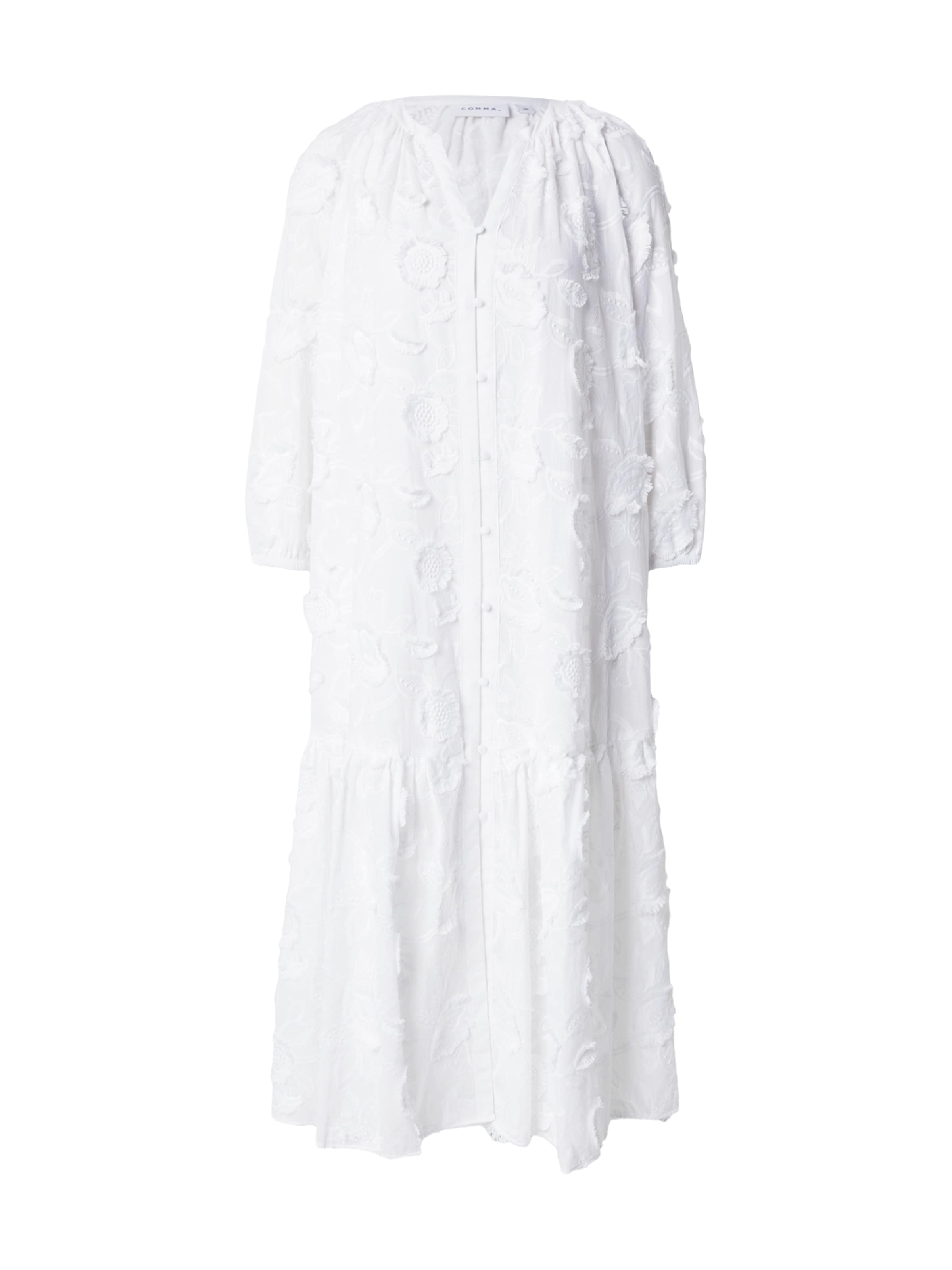 COMMA - Vestido camisero en blanco: frente