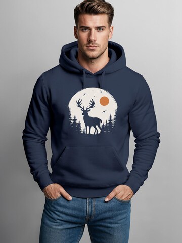 Neverless Sweatshirt 'Wald Hirsch'‌‌‌‌‌‌‌ in Blau