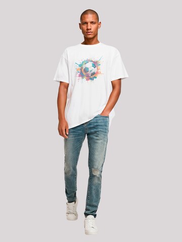 T-Shirt 'Bunte Fußball' F4NT4STIC en blanc