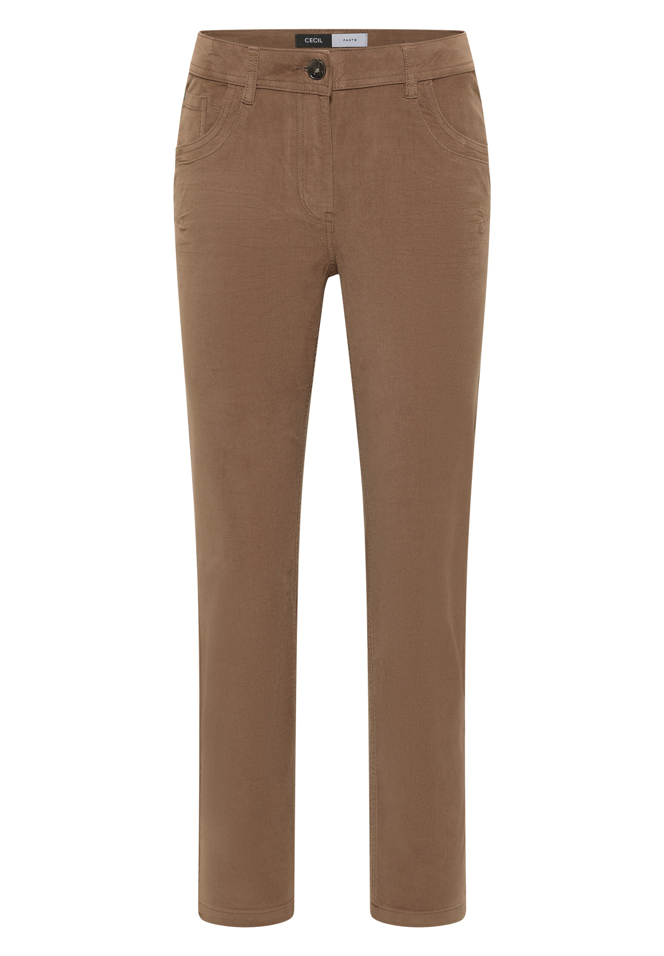 CECIL Mid Waist Slim Leg Hose im Slim Fit in 34/28 in taupe, Produktansicht