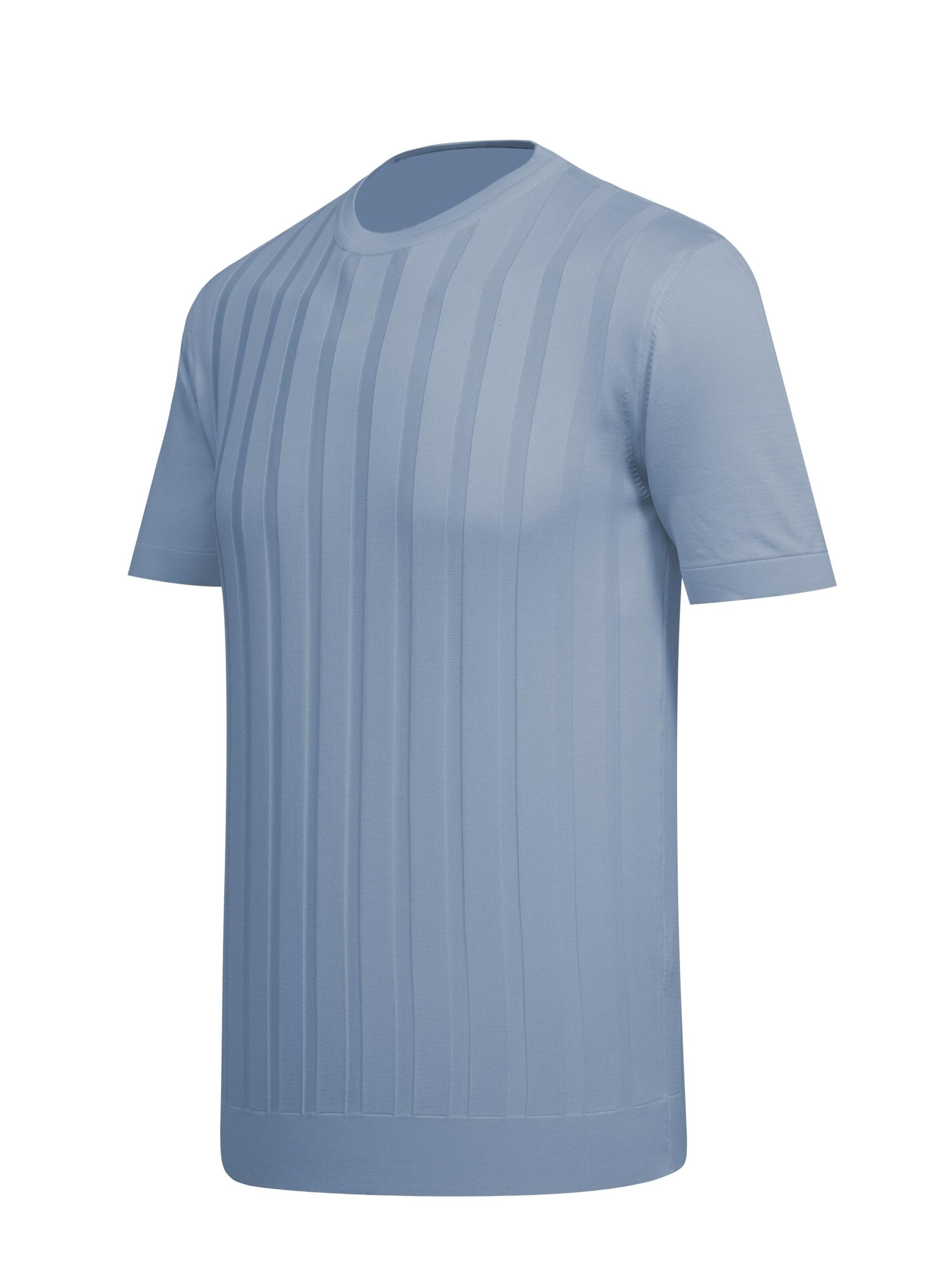Cizgi Triko Shirt‌‌‌‌‌ in Blau