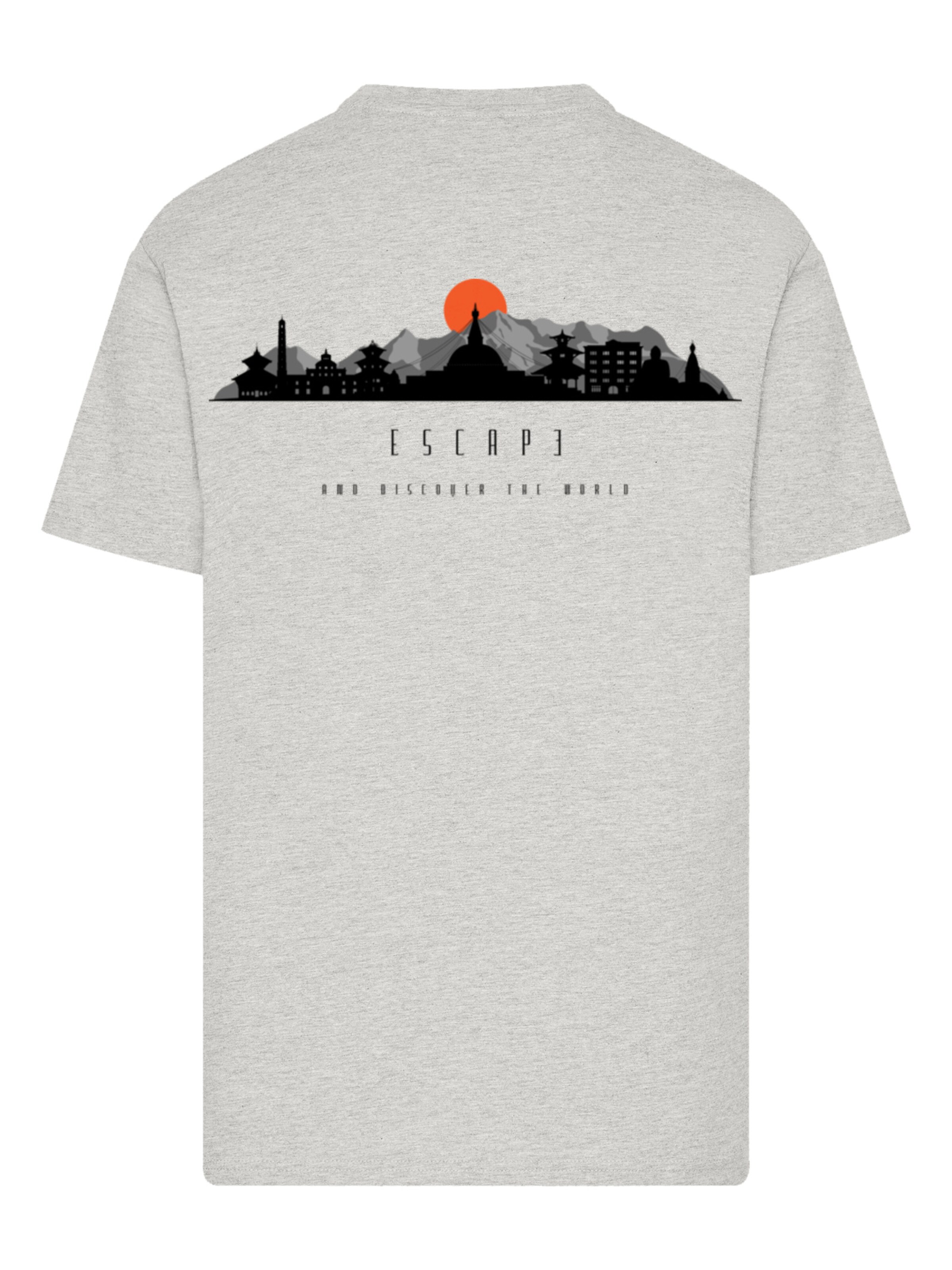 F4NT4STIC T-Shirt 'Escape Discover the World Asian Town' in Grau