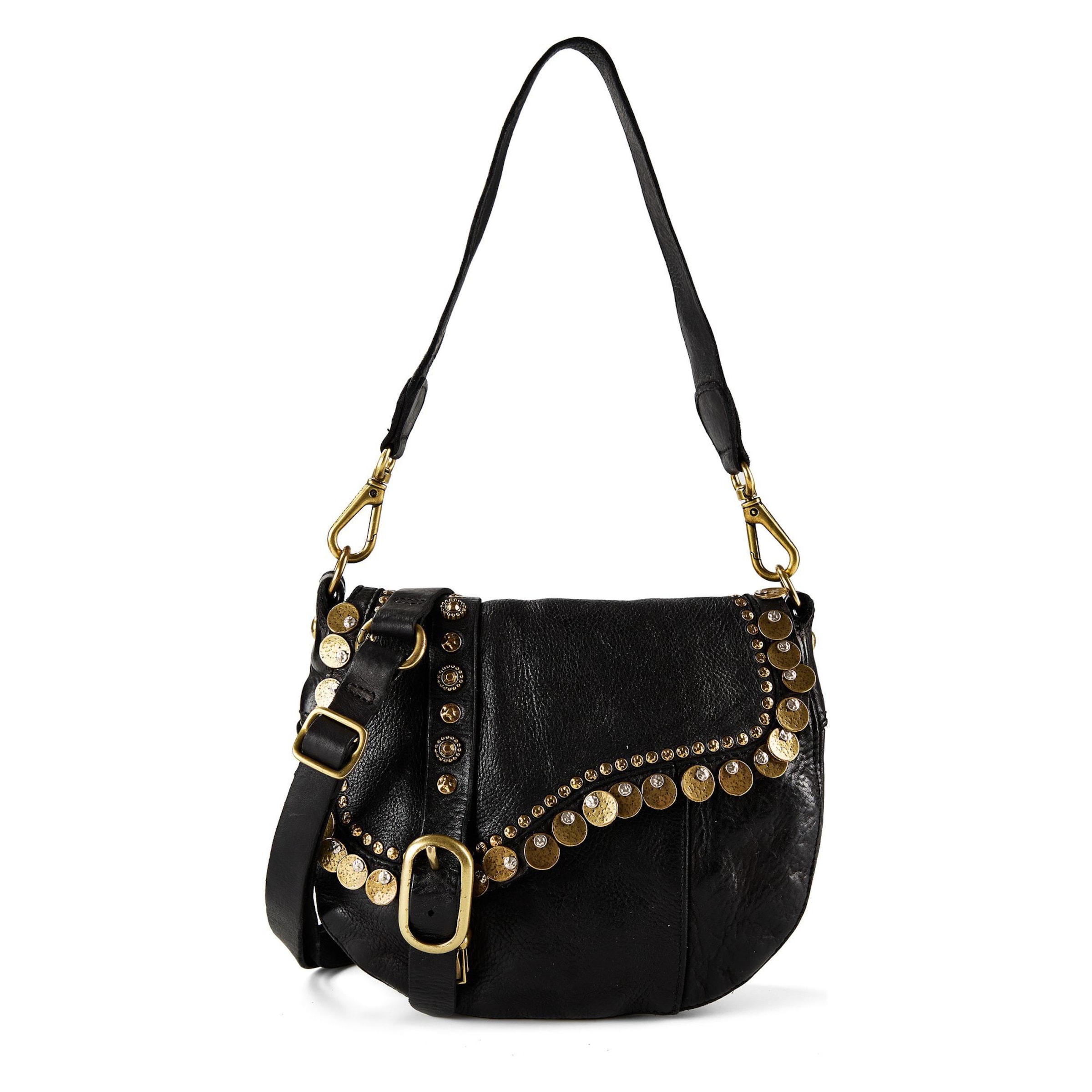 Borsa a spalla 'Gioachina' di Campomaggi in nero: frontale