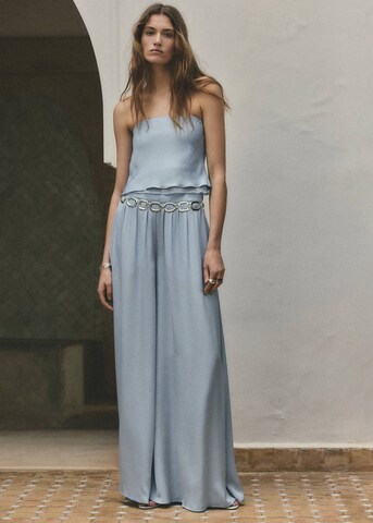 MANGO Wide leg Pants 'Azur' in Blue: front