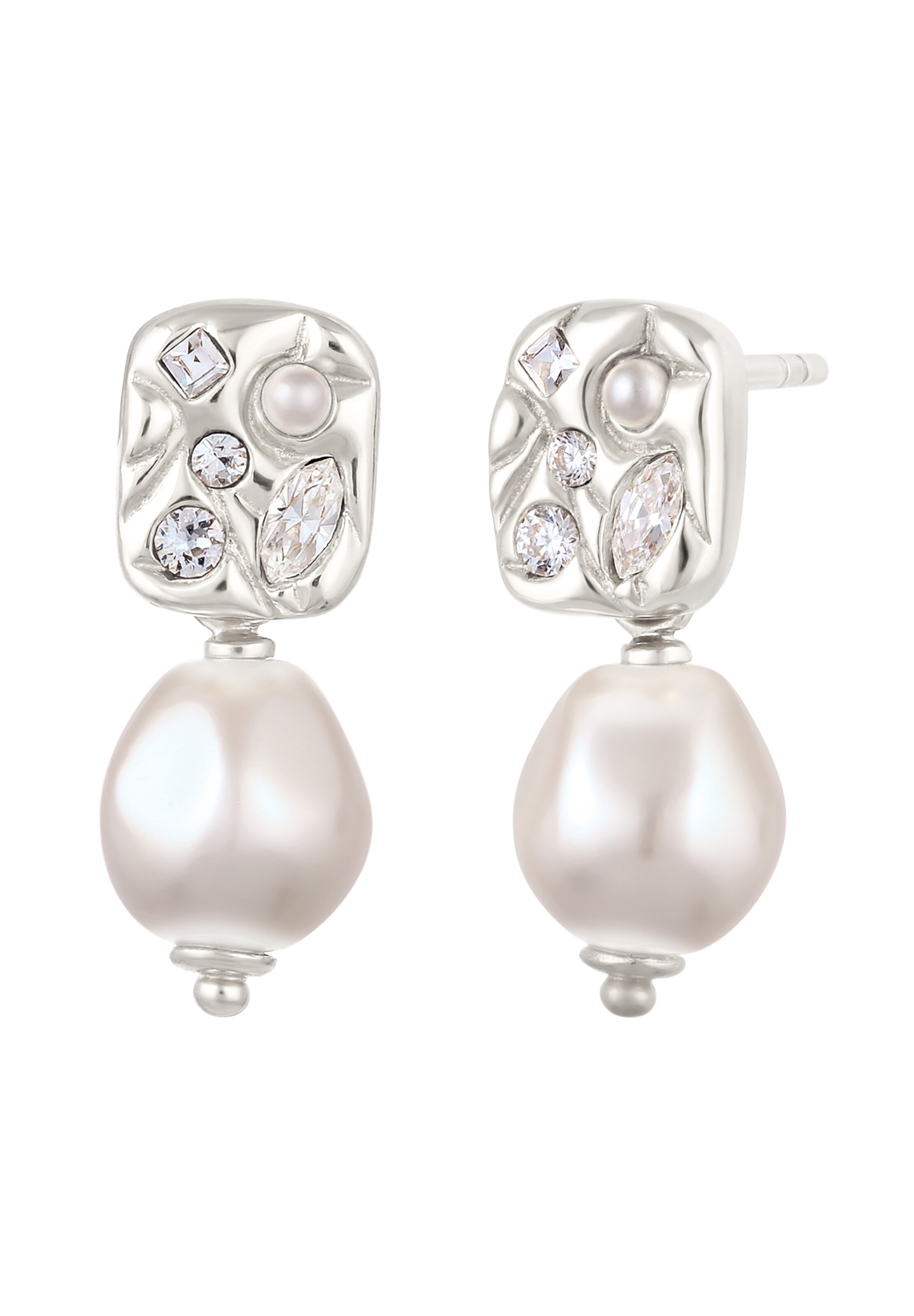 ELLI Oorbellen in de kleur Zilver / Transparant / Parelwit, Productweergave