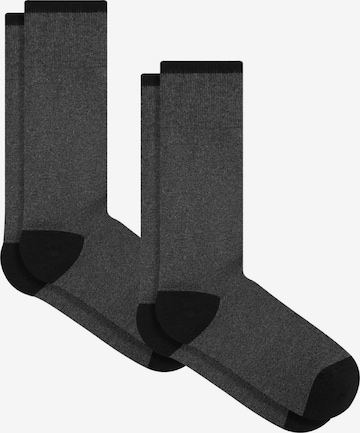 Albero Natur Socken 'Bio-Baumwoll-Frotteesocken Unisex – 2er Pack' in Grau: Vorderseite