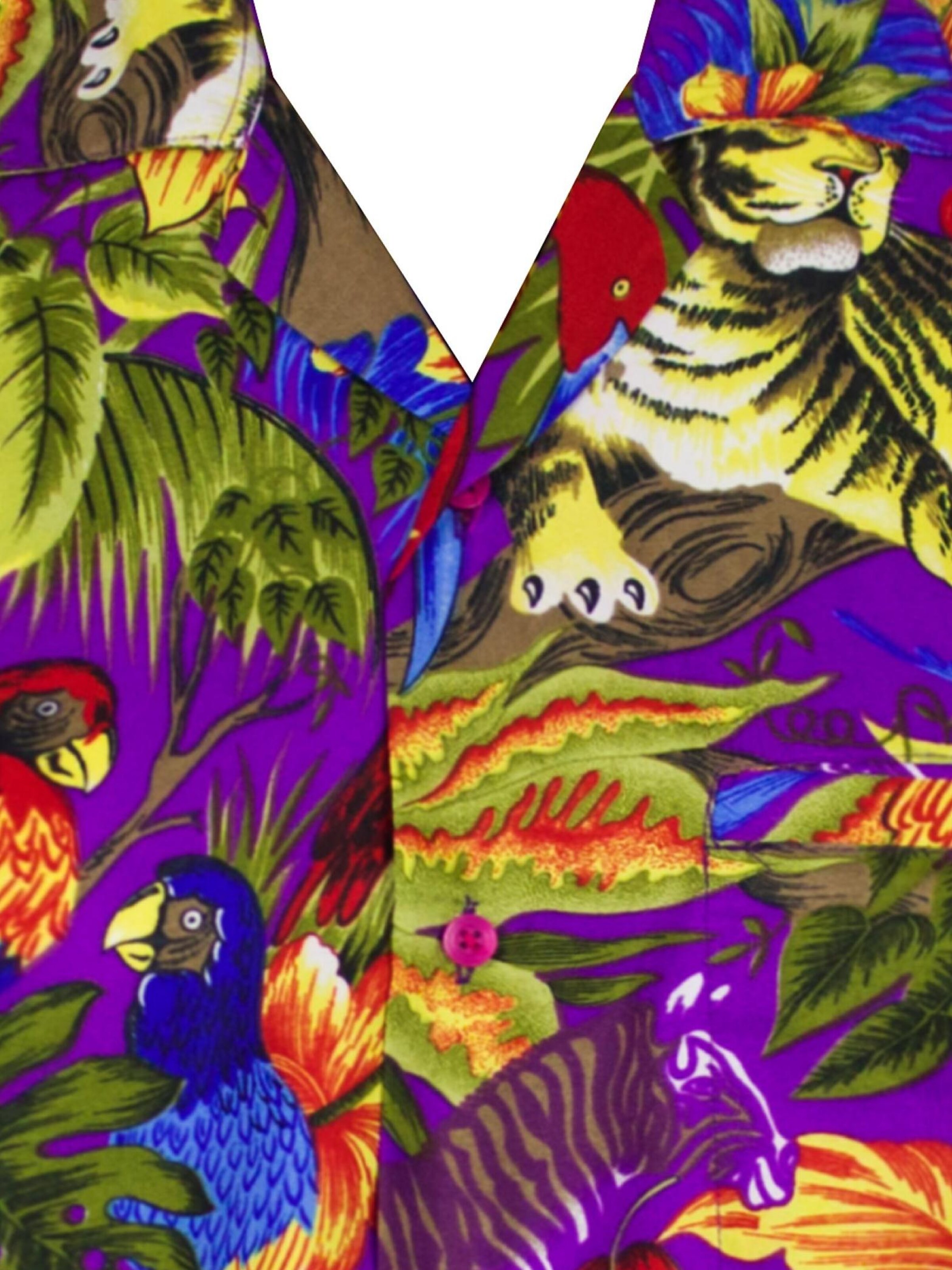 King Kameha Shirt 'Jungle' in Purple