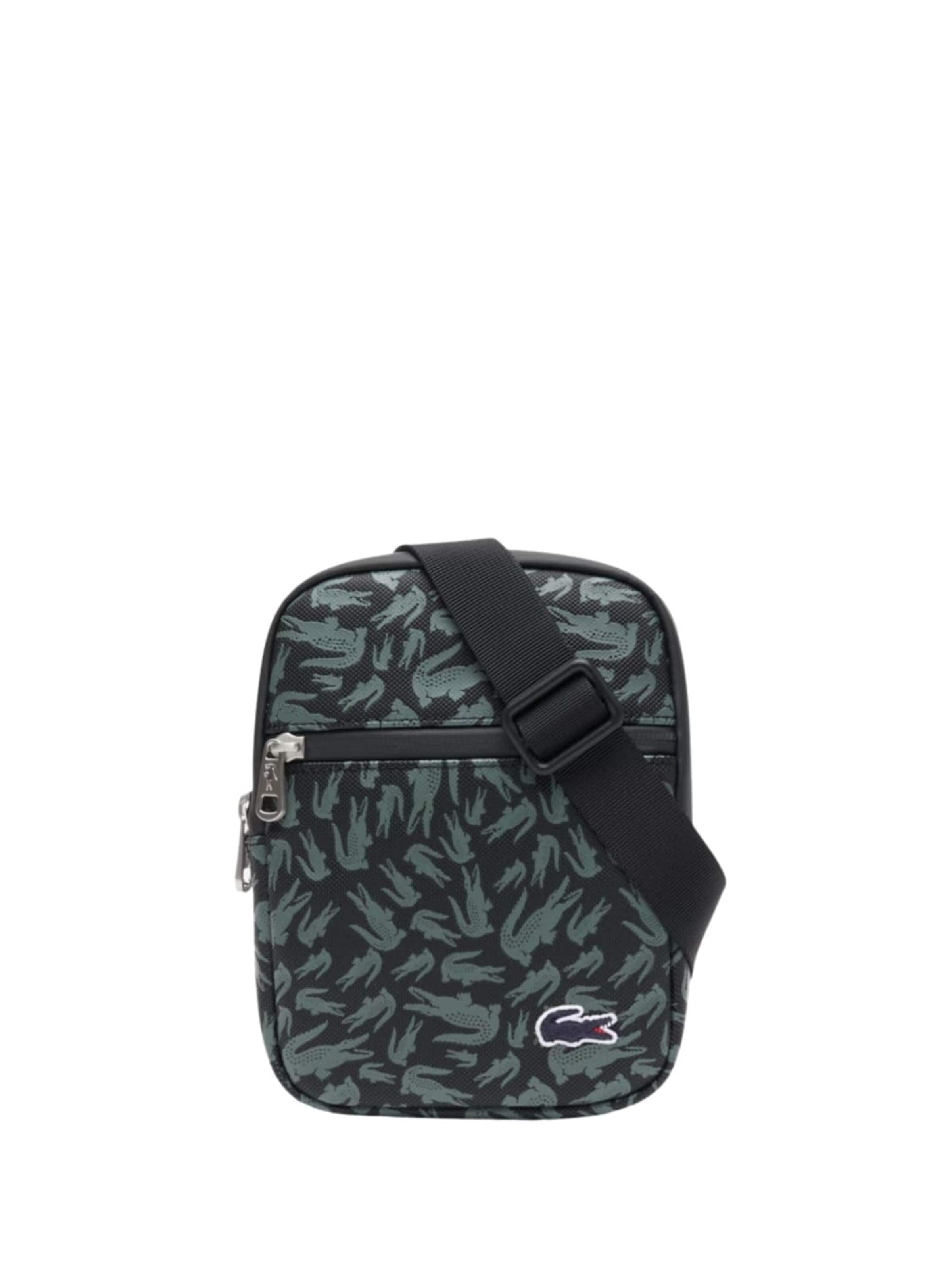 LACOSTE Messenger 'Lacoste Petite Sacoche Lcst Homme Camo Croc Noir' w kolorze czarny: przód