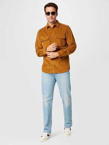 JACK & JONES Comfort fit Button Up Shirt 'Darren' in Brown