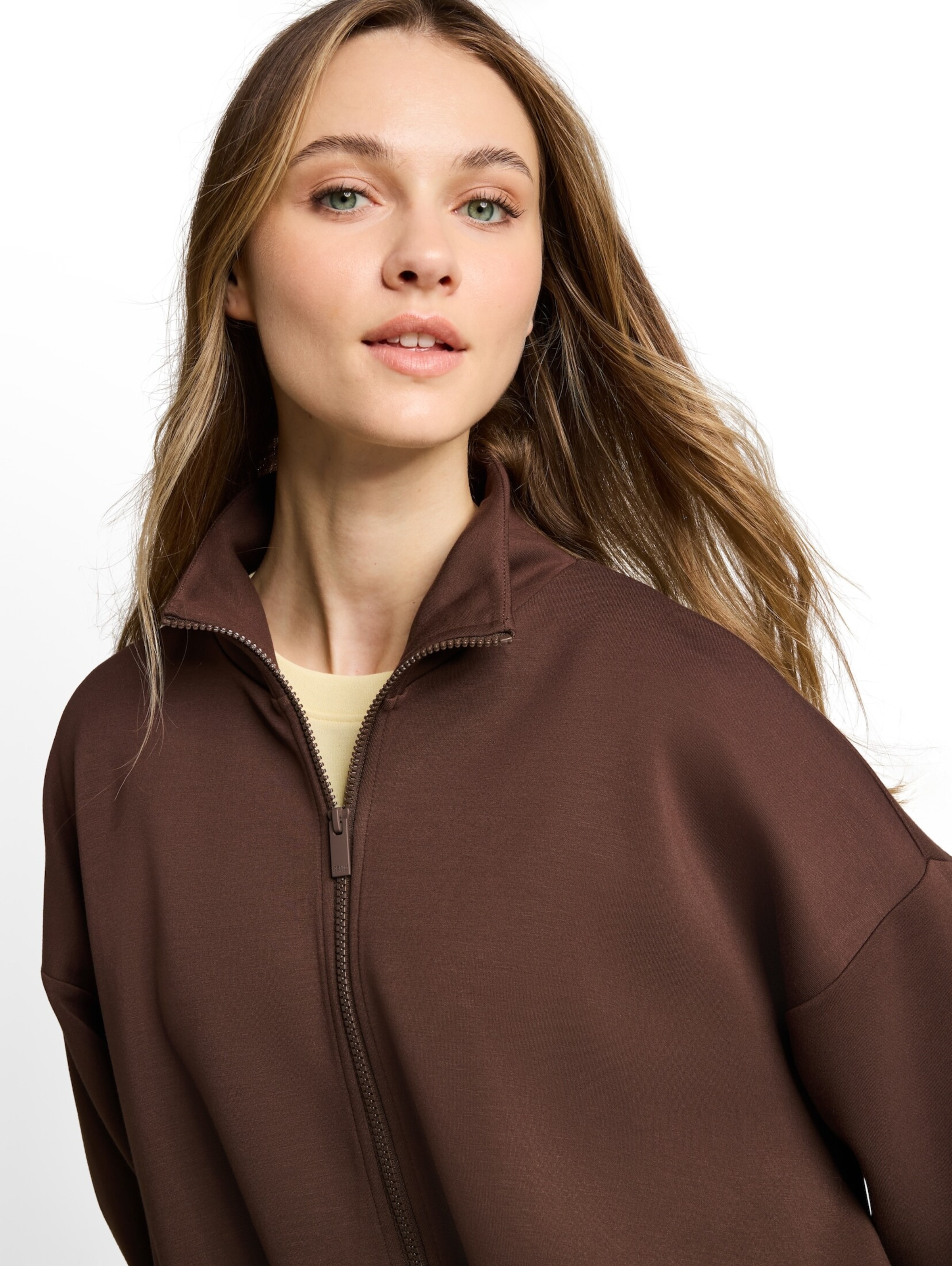 TOM TAILOR DENIM Sweat jacket in Brown