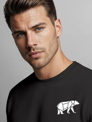 Neverless Sweatshirt 'Bär Lineart Polygon' in Black