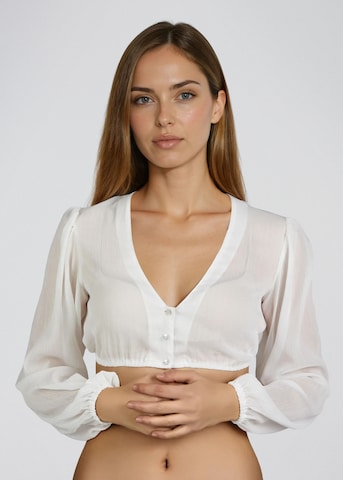 SPIETH & WENSKY Klederdracht blouse 'Efeu' in Wit: voorkant