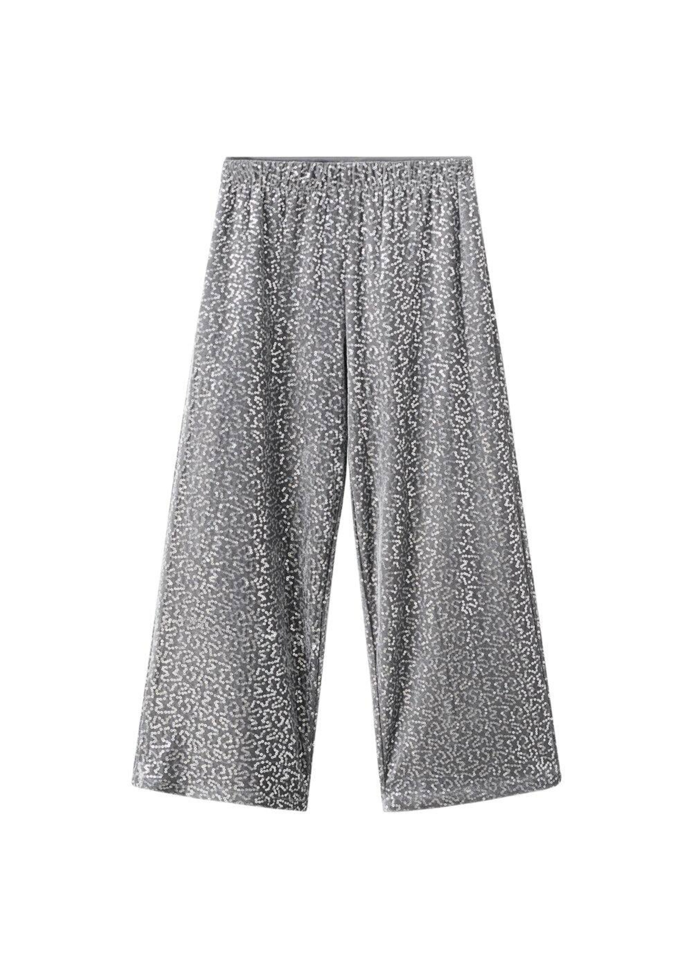 MANGO KIDS Wide leg Pants in Silver: front