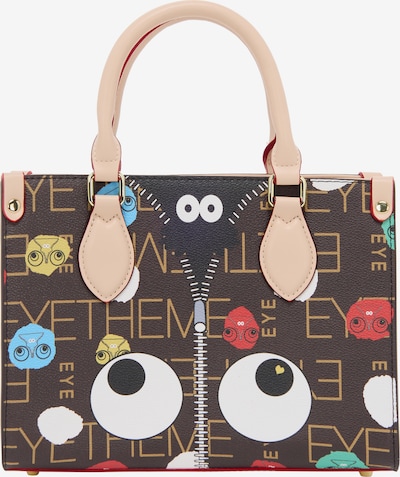 MYMO Käsilaukku 'Pop Eyetheme' värissä taivaansininen / tummanruskea / punainen / meleerattu valkoinen, Tuotenäkymä