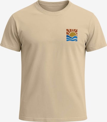 Neverless Shirt 'Sun Wave Batch' in Beige: Vorderseite