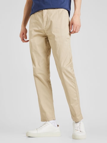 Springfield - Slimfit Calças chino 'RECONSIDER' em bege: frente