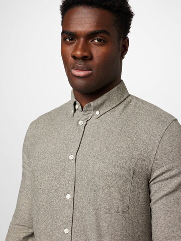 Samsøe Samsøe Slim fit Button Up Shirt 'Liam' in Beige