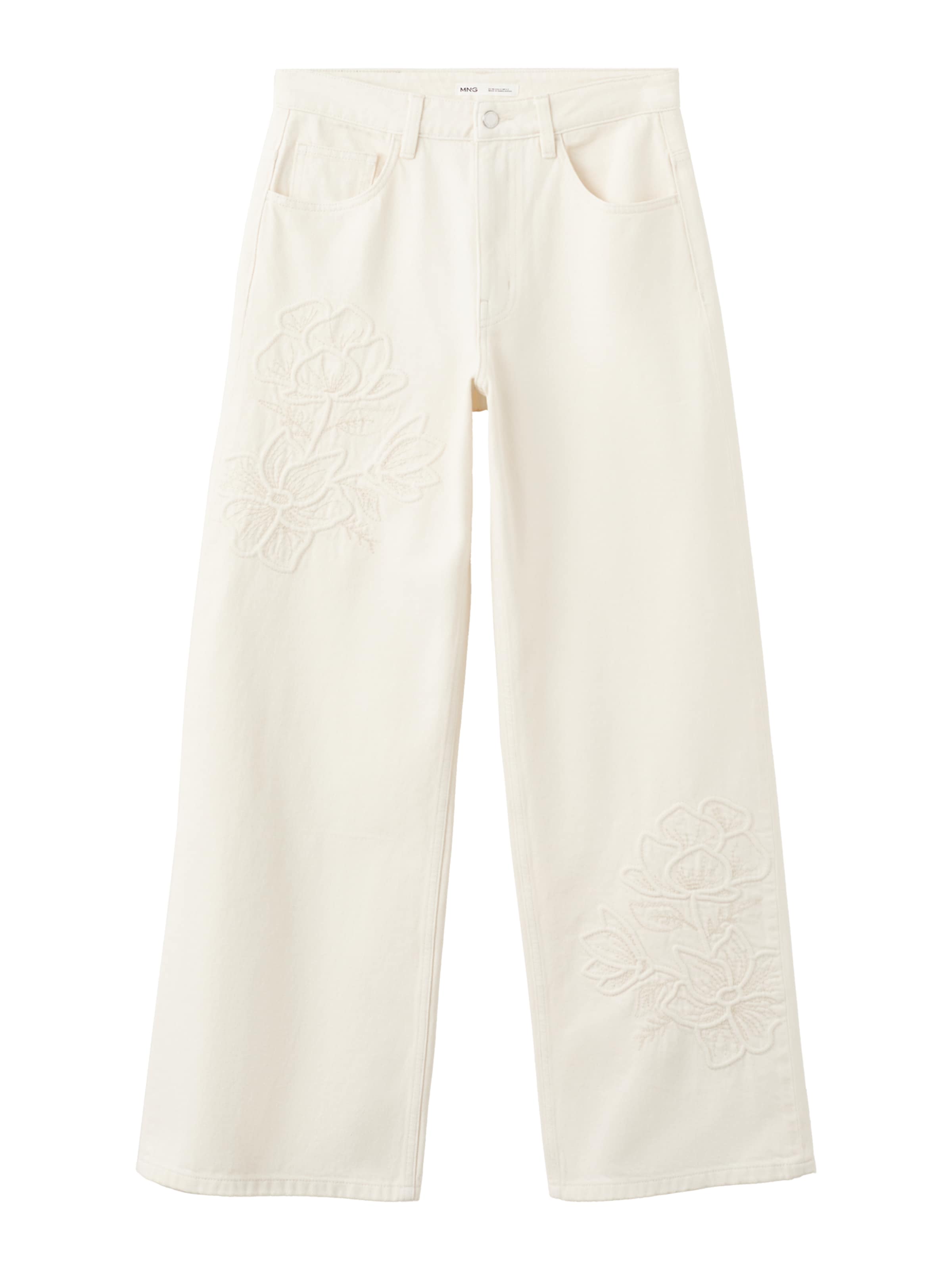 MANGO Wide leg Jeans 'DIJON' in Beige: voorkant