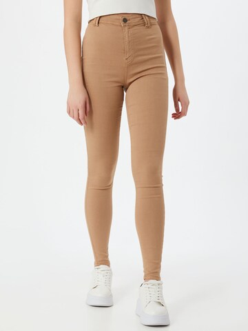 Noisy may Skinny Trousers 'EMILY' in Brown: front