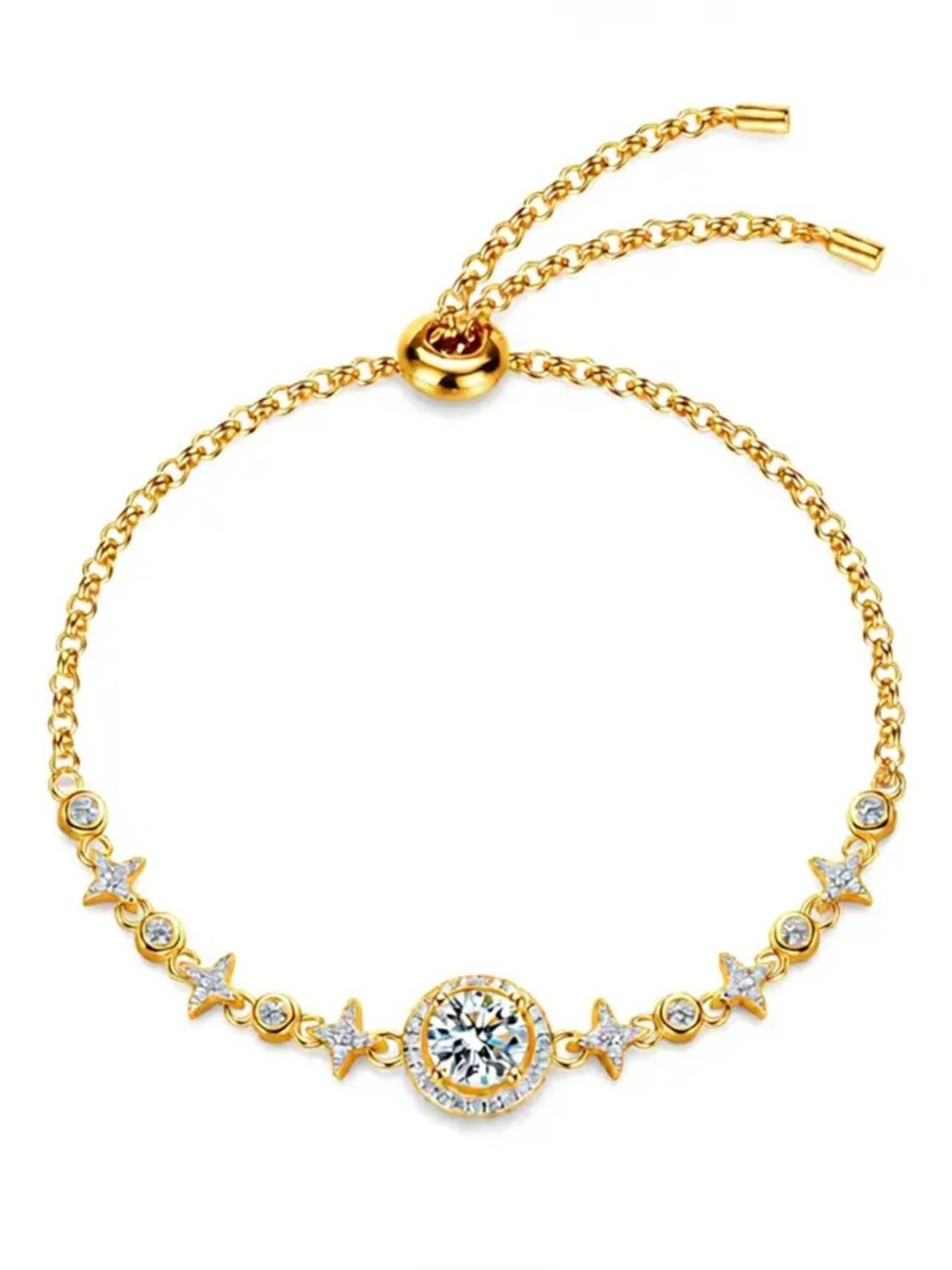 Staufergold Bracelet 'Moissanit Armband „Grace Line“ 1 ct' in Gold: front