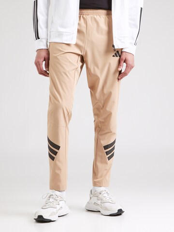 ADIDAS PERFORMANCE Slim fit Sports trousers 'Gym+' in Beige: front