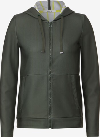 CECIL Zip-Up Hoodie in Green: front