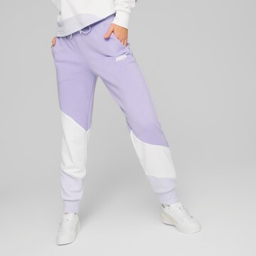 PUMA Zúžený Sportovní kalhoty 'Power Cat' – fialová: přední strana