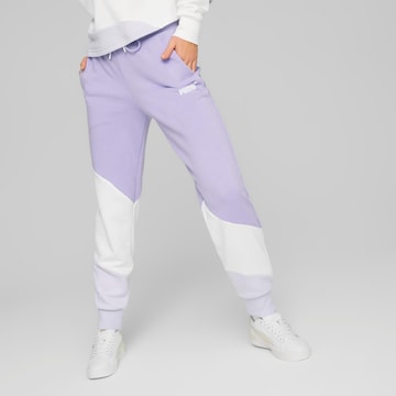 PUMATapered Sportske hlače 'Power Cat' - ljubičasta boja: prednji dio